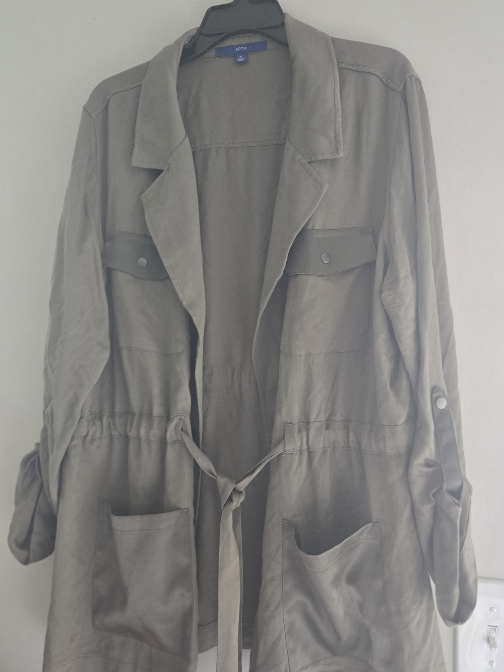 Apt. 9 Olive-Green Utility Jacket with Waist Tie
